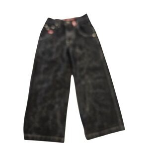 JNCO‎ Jeans Vintage Black Acid Wash Crown Embroidery Wide Leg Skater Pants 24x20
